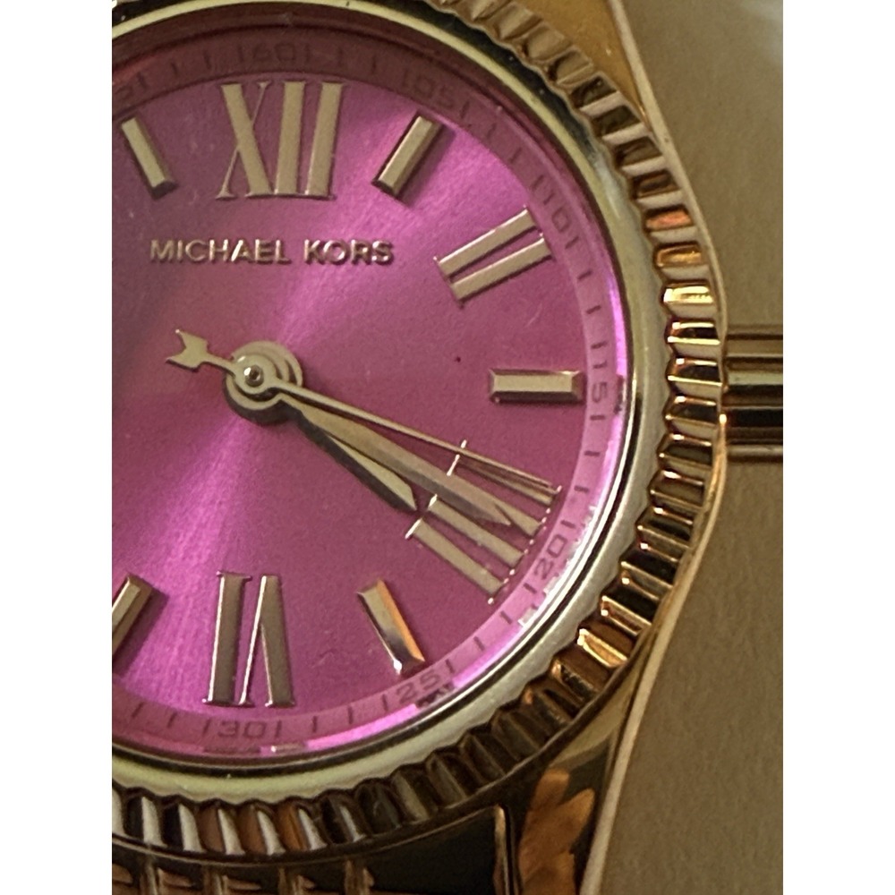Michael Kors Watch Mk3285 Petite Pink Rose Gold Tone Stainless Steel New Battery